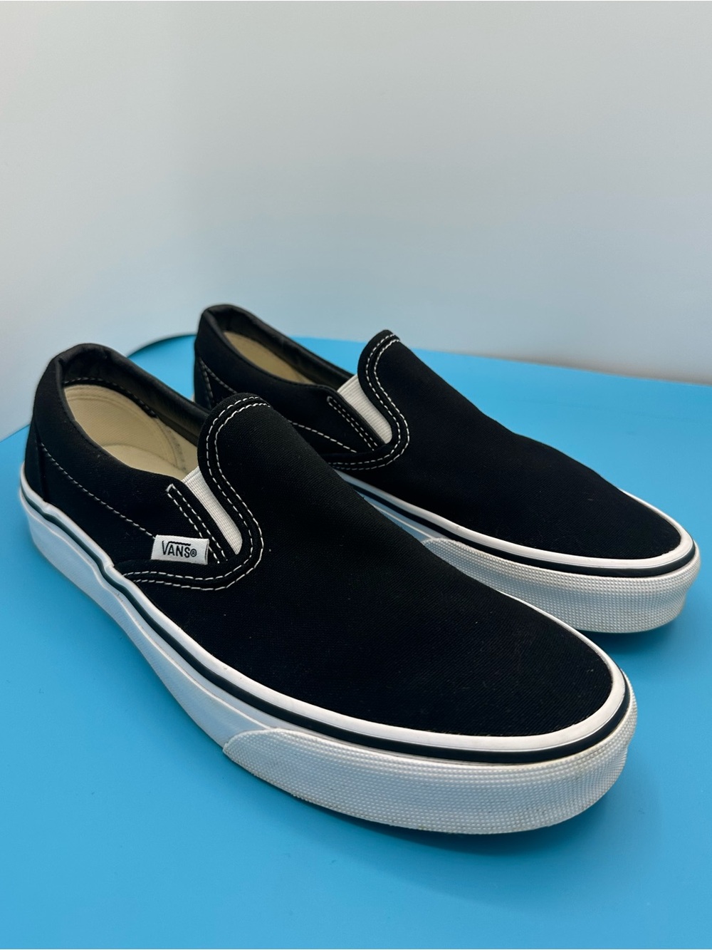Vans Black & White Slip-On Canvas Loafers